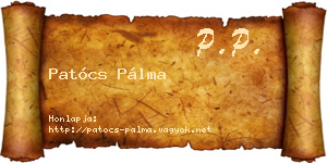 Patócs Pálma névjegykártya